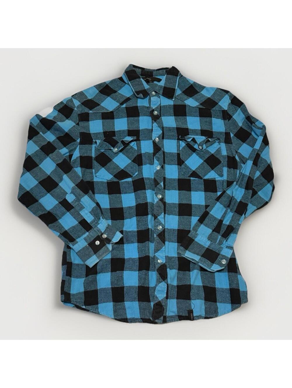 Strait Faded Button Up Men’s Size Large Black And Blue Skater